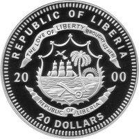 Liberia 20 Dollars 2000 - Geschichte der Luftfahrt "HK-1" - Silber PP