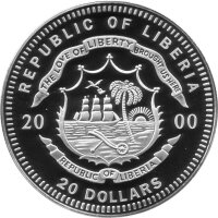 Liberia 20 Dollars 2000 - Geschichte der Luftfahrt "Messerschmitt ME-262" - Silber PP