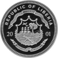 Liberia 20 Dollars 2001 - Geschichte Amerikas "Schlacht am Little Big Horn" - Silber PP