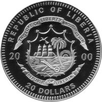 Liberia 20 Dollars 2001 - Weltweite Sehenswürdigkeiten "Museuminsel Deutschland" - Silber PP #1