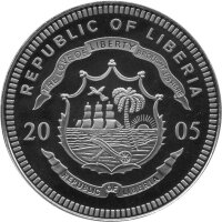 Liberia 5 Dollars 2005 - Airbus A380 - Kupfer-Nickel PP