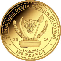 Kongo World´s Wildlife 7. Ausgabe 2025 Löwe 1 oz Gold