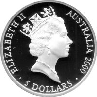 Australien 5 Dollars 2000 - XXVII. Olympische Sommerspiele 2000 in Sidney "Haie" - Silber PP