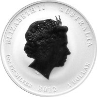 Australien Lunar II 2012 Jahr des Drachen 1 oz Silber teilkoloriert "braun-orange"