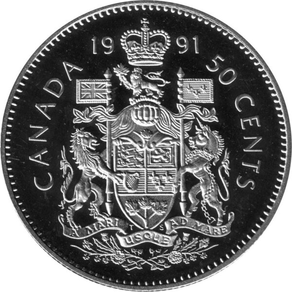 Kanada 50 Cents Typ 1990-1996 - "Königliches Wappen" - Nickel PP