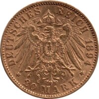 J.264 Sachsen 20 Mark 1894-1895 - König Albert - Gold -ss