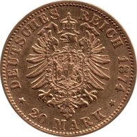 J.293 Württemberg 20 Mark 1874-1876 - König Karl - Gold -ss