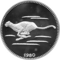 Äquatorialguinea 2.000 Ekuele 1980 - Gepard - Silber PP