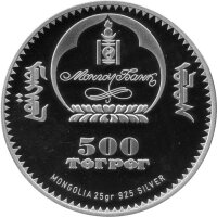 Mongolei 500 Tögrög 2008 - Die neuen 7 Weltwunder "Chinesische Mauer" - Silber PP teilcoloriert