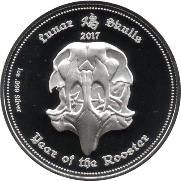 Gabun 1.000 Francs 2017 - Lunar Skulls "Rooster"- 1 oz Silber PP