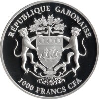 Gabun 1.000 Francs 2017 - Lunar Skulls "Rooster"- 1 oz Silber PP