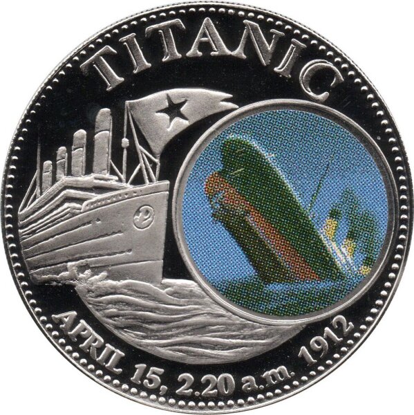 Sambia 1.000 Kwacha 1998 - Untergang der Titanic - Kupfer-Nickel PP teilcoloriert