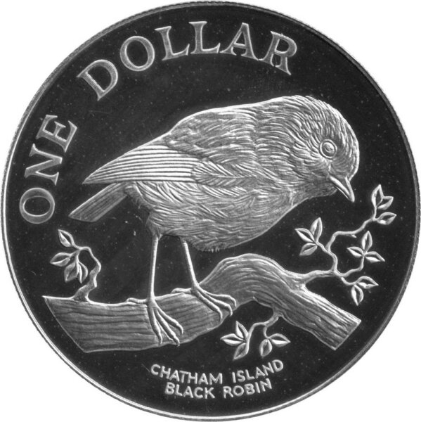 Neuseeland 1 Dollar 1984 - Einheimische Vogelwelt "Chathamschnäpper" - Silber PP