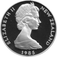 Neuseeland 1 Dollar 1985 - Einheimische Vogelwelt "Schwarzer Stelzenläufer" - Silber PP
