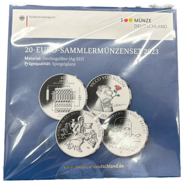 Deutschland 4 x 20 Euro 2023 Sammlermünzenset PP
