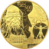 Frankreich 50 Euro 2019 Renaissance Da Vinci 1/4 oz Gold