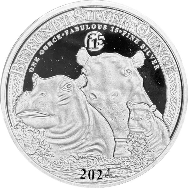 Burundi Nilpferd - Hippo 2024 1 oz Silber PP