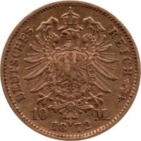 J.183 Baden 10 Mark 1872-1873 - Großherzog Friedrich I. - Gold -vz