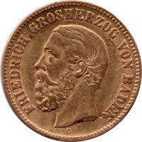 J.185 Baden 5 Mark 1877 - Großherzog Friedrich I. -...