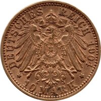 J.190 Baden 10 Mark 1902-1907 - Großherzog Friedrich I. - Gold -vz