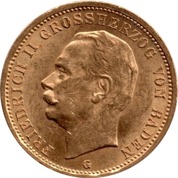 J.192 Baden 20 Mark 1911-1914 - Großherzog Friedrich II. - Gold -ss