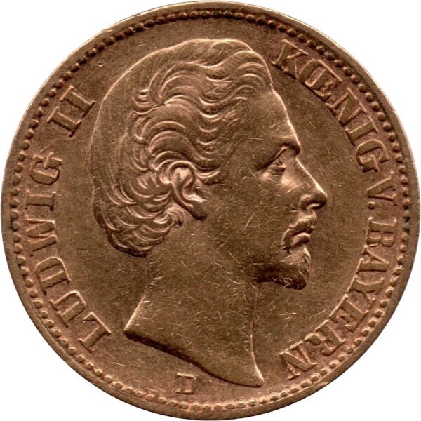 J.194 Bayern 20 Mark 1872-1873 - König Ludwig II. - Gold -s