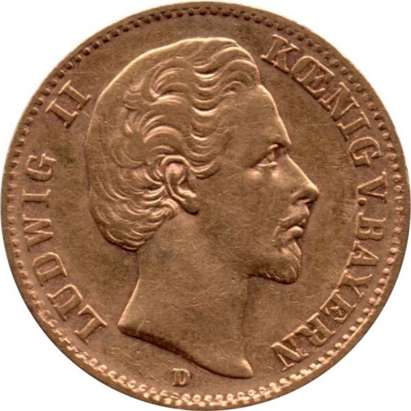 J.193 Bayern 10 Mark 1872-1873 - König Ludwig II. - Gold -s