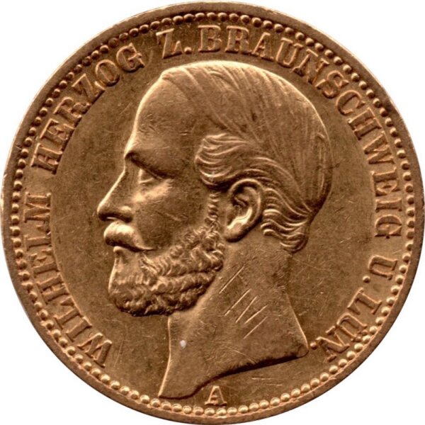 J.203 Braunschweig-Lüneburg 20 Mark 1875 - Herzog Wilhelm - Gold -ss