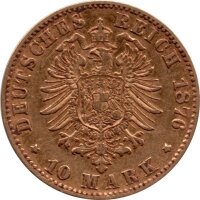 J.216 Hessen-Darmstadt 10 Mark 1875-1877 - Großherzog Ludwig III. - Gold -s