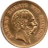 J.260 Sachsen 5 Mark 1877 - König Albert - Gold -ss
