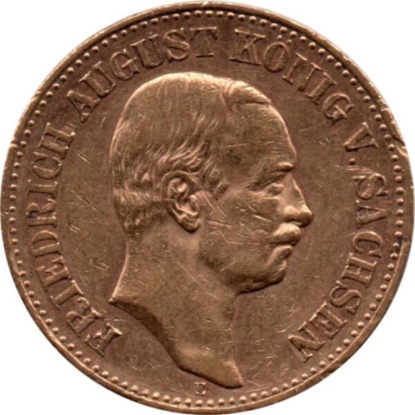 J.268 Sachsen 20 Mark 1905-1914 - König Friedrich August III. - Gold -s