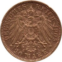 J.268 Sachsen 20 Mark 1905-1914 - König Friedrich August III. - Gold -vz