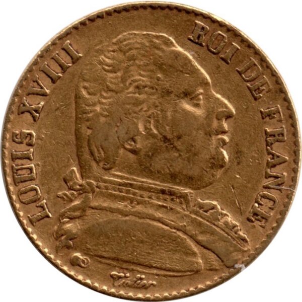 Frankreich 20 Francs 1814 "A" - Ludwig XVIII. - Gold