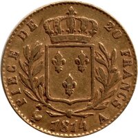 Frankreich 20 Francs 1814 "A" - Ludwig XVIII. - Gold