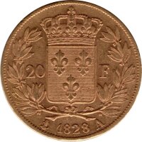 Frankreich 20 Francs 1828 "A" - Karl X. - Gold