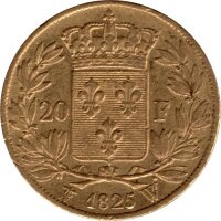 Frankreich 20 Francs 1825 "W" - Karl X. - Gold