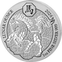 Ruanda Lunar 2026 Jahr des Pferdes 1 oz Silber