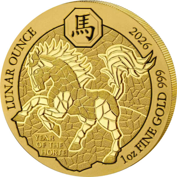 Ruanda Lunar 2026 Jahr des Pferdes 1 oz Gold