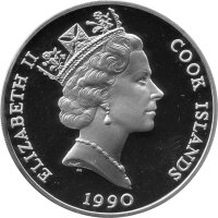Cook Islands 50 Dollars 1990 - Bedrohte Tierwelt "Europäischer Wisent" - Silber PP