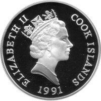 Cook Islands 50 Dollars 1991 - Bedrohte Tierwelt "Europäische Otter" - Silber PP