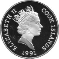 Cook Islands 50 Dollars 1991 - Bedrohte Tierwelt "Gehörnter Uhu" - Silber PP