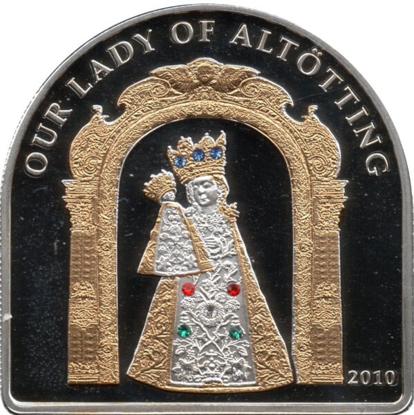 Cook Islands 5 Dollars 2010 - Madonna von Altötting - Silber PP teilvergoldet