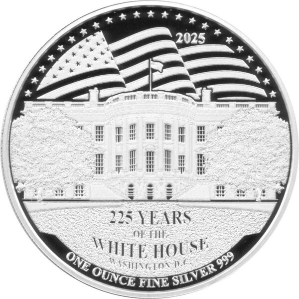 Solomon Islands 5 Dollars 2025 - 225. Jahre Weißes Haus - 1 oz Silber PP