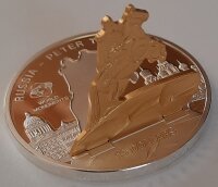 Cook Islands 10 Dollars 2009 - Weltdenkmäler "Peter der Große" - Silber PP Skulpturmünze teilvergoldet