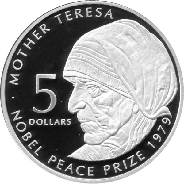 Cook Islands 5 Dollars 2002 - Mutter Teresa - Silber PP