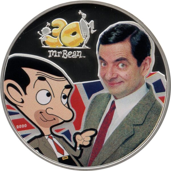 Cook Islands 5 Dollars 2020 - 30 Jahre Mr. Bean - 1 oz Silber PP teilcoloriert