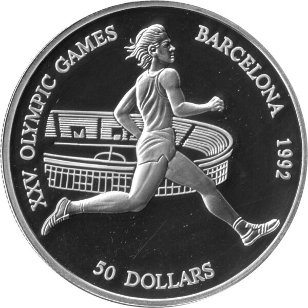 Cook Islands 50 Dollars 1990 - XXV. Olympische Sommerspiele 1992 in Barcelona "Läufer" - Silber PP