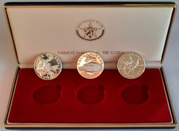 Kuba Set 3 x 5 Pesos 1981 - Kubanische Fauna - Silber PP