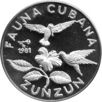 Kuba Set 3 x 5 Pesos 1981 - Kubanische Fauna - Silber PP
