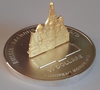 Nauru 10 Dollars 2005 - Europäische Denkmäler "Basilius-Kathedrale in Moskau" - Silber PP Skulpturmünze teilvergoldet